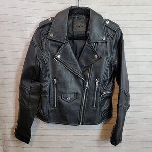 BLANK NYC MOTO FAUX LEATHER BOMBER JACKET, SZ SMALL